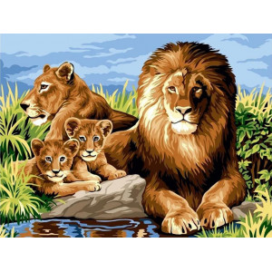 Картина по номерам "Львиная семья"