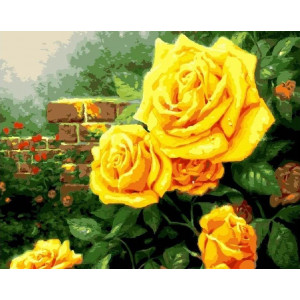 Картина по номерам "Садовые желтые розы"