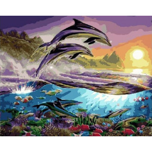 Картина по номерам "Пара дельфинов"