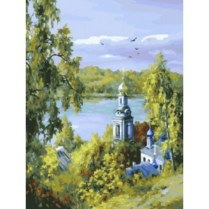 Картина по номерам "Собор на берегу озера"