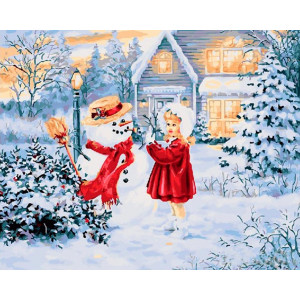 Картина по номерам "Первый снеговик"