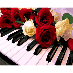 Картина по номерам "Розы на пианино"