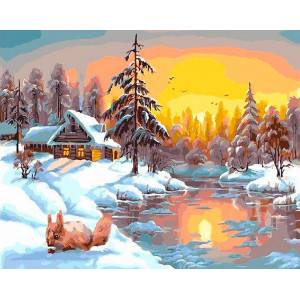 Картина по номерам "Белочка в снегу"