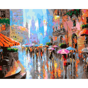 Картина по номерам "Дождливый город"