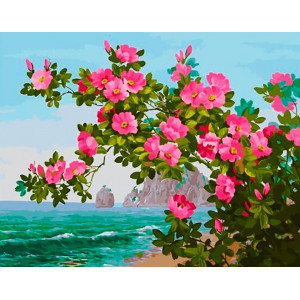 Картина по номерам "Цветы у моря"