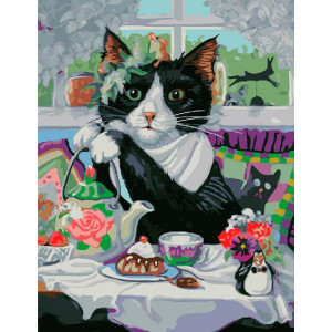 Картина по номерам "Чаювання кота"