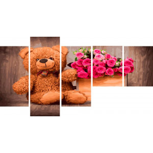 Картина по номерам "Ведмедик з квітами"