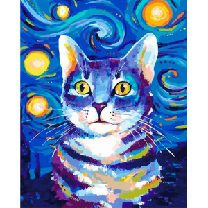 Картина по номерам "Барвистий кіт"