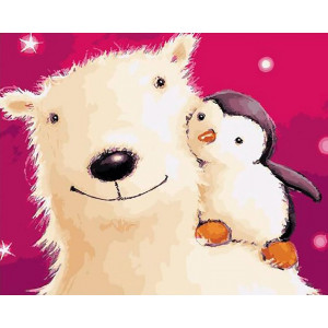 Картина по номерам "Мишка и пингвинёнок"