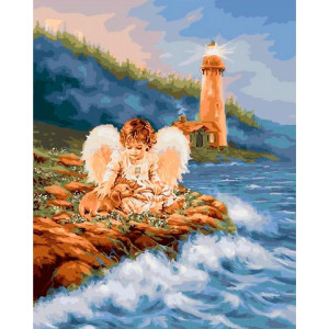 Картина по номерам "Ангел на берегу моря"