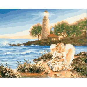 Картина по номерам "Ангел біля маяка"