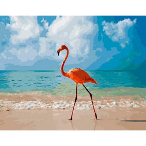 Картина по номерам "Фламинго и прибой"
