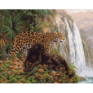 Картина по номерам "Хищники у водопада"