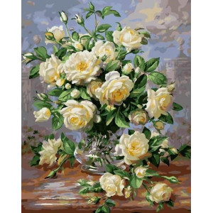 Картина по номерам "Білі троянди"