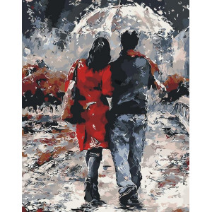 Картина по номерам "Влюбленные под дождем"