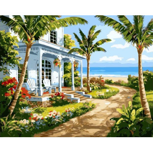 Картина по номерам "Дом с пальмами"