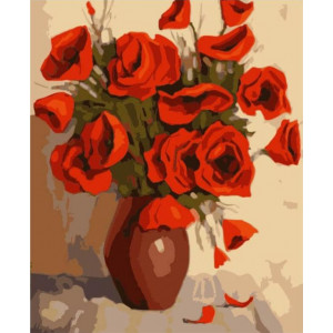 Картина по номерам "Маки у глиняній вазі"