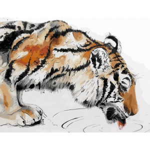 Картина по номерам "Тигр на водопое"