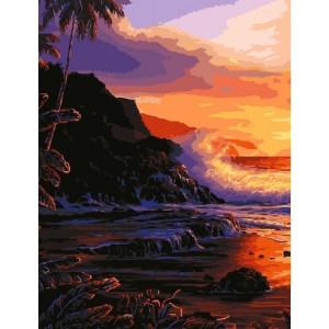 Картина по номерам "Скелі на тлі заходу сонця"