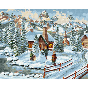 Картина по номерам "Зимний городок"