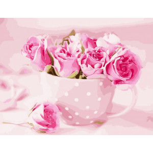 Картина по номерам "Бутоны роз в чашке"