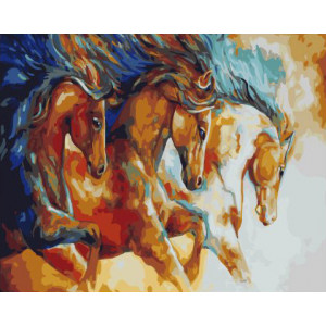 Картина по номерам "Трійка жвавих коней"