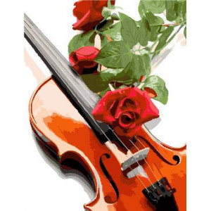 Картина по номерам "Скрипка и розы"