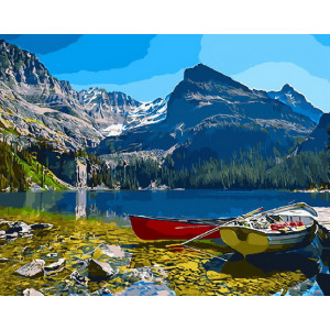 Картина по номерам "Човен на гірському озері"