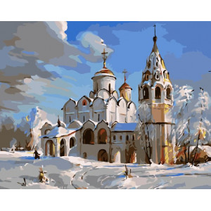 Картина по номерам "Церква під снігом"