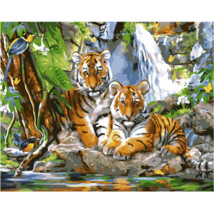 Картина по номерам "Тигрята у воды"