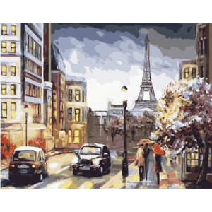 Картина по номерам "Парижская  вечерняя улица"
