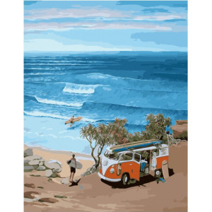 Картина по номерам "Автобус сёрфингистов"