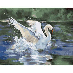 Картина по номерам "Лебедь на пруду"