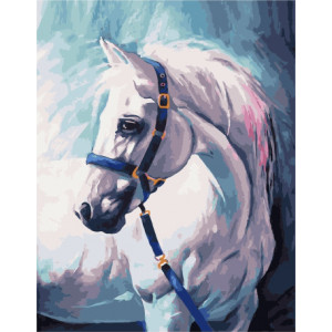 Картина по номерам "Белая лошадь с уздечкой"