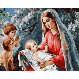 Картина по номерам "Ангелы и Дева Мария с младенцем"