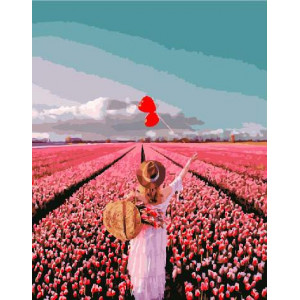 Картина по номерам "Солнечное поле тюльпанов"
