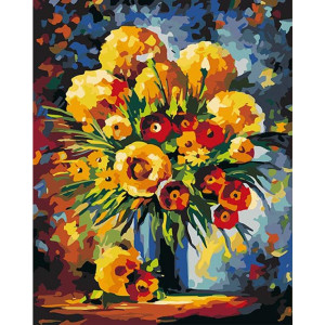 Картина по номерам "Желтые и красные цветы"
