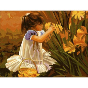 Картина по номерам "Девочка с цветами"