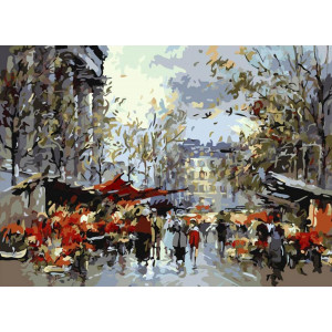 Картина по номерам "Цветочный рынок Мадлен"