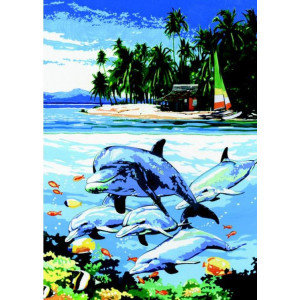 Картина по номерам "Остров дельфинов"