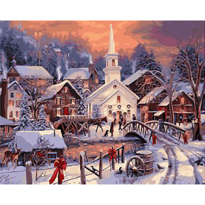 Картина по номерам "Рождество в деревне"
