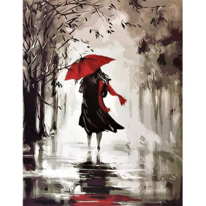 Картина по номерам "Под красным зонтиком"