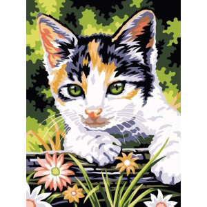 Картина по номерам "Котенок в цветах"