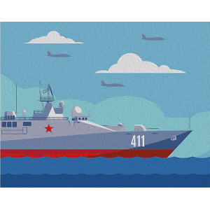 Картина по номерам "Боевой корабль"
