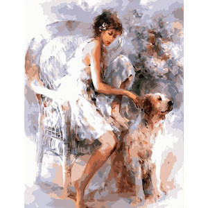 Картина по номерам "Девушка с собакой"