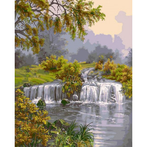 Картина по номерам "Річка з водоспадом"
