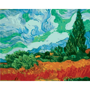 Картина по номерам "Пшеничное поле с кипарисами"