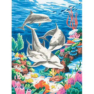 Картина по номерам "Дельфины в море"