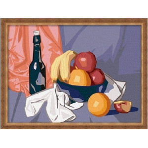 Картина по номерам "Натюрморт с бутылкой вина и фруктами"
