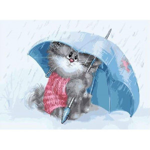 Картина по номерам "Кот под дождем"